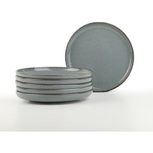 Braventa Collection Kütahya Porselen 6 Parça 19 cm Pasta Tabağı Mavi