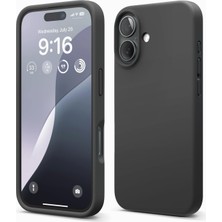 Braventa Collection iPhone 16 Uyumlu Özel Ipeksi Dokunuş Hissi Veren Içi Yumuşak Kadife Lansman Silikon Kılıf Kapak (Siy