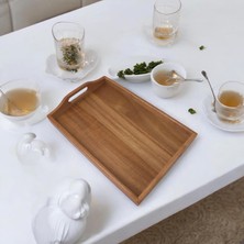 Braventa Collection Akasya Ağacından Dikdörtgen Sunum Tepsi, Ahşap Çay, Kahve ve Servis Tepsisi (33X22X5CM)