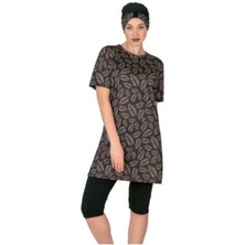 Fm Fantasy 3454 Bayan Yaprak  Desenli Yarı Tesettür Mayo