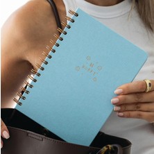 Braventa Collection Paperora A5 Spiralli Sert Kapak Keten Düz Çizgisiz Tarihsiz Not Defteri Mavi