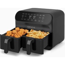 Braventa Collection Groove Max Xxl 1800W (4lt+4lt) 8lt Çift Hazneli Airfryer Air Fryer Yağsız Sıcak Hava Fritözü Siyah