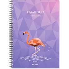 Braventa Collection Lé Color 2018044/1 Polygonal Esnek Karton Kapak, Siyah Spiralli Renkli Kenar Boyama Çizgili Flamingo