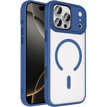 Braventa Collection Senon iPhone 17 Pro Max Için Kılıf Magsafe Uyumlu Şarj Özellikli Krom M-Safe Silikon Kapak (Lacivert