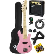 Braventa Collection CEG-30PK 4-6 Yaş Çocuklar Için Amfili Full 1/4 30 Inç Elektro Gitar Seti Pembe
