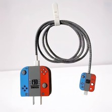 Braventa Collection 18W-20W Şarj Adaptörü ile Uyumlu Switch Tasarımlı Şarj Başlığı ve Şarj Kablo Koruyucu Set – Renkli