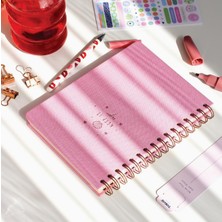 Braventa Collection Paperora A5 Spiralli Sert Kapak Keten Noktalı Tarihsiz Not Defteri Şeker Pembe