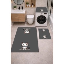 Get Carpet 3’lü Banyo Paspas Takımı – Banyo Paspas Takımı Ve Çamaşır Makine Örtüsü Matı Dijital Baskılı, Yıkanabilir, Klozet ve Makine Önü Set