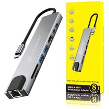 Braventa Collection 8 Portları 1 Arada USB C Hub Adaptörü, 4K Hdmı, Şarj Cihazı, USB C Bağlantı Noktaları, Sd/micro Sd K