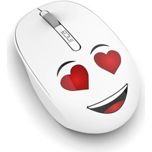 Braventa Collection Inca Wenny IWM-245BT Desing 3D Wireless Mouse- Beyaz, Sevimli Emoji Karakterli,2.4 Ghz Nano Usb,ergo