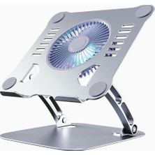 Braventa Collection Dizüstü Bilgisayar Standı, Ayarlanabilir Yükseklik, Soğutucu Fanlı, Alüminyum, Gümüş