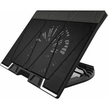 Braventa Collection ZM-NS3000 17" 200MM Fanlı 6 Kademe Yuksekli̇k Ayarlı Tyep-C Data Baglantılı Notebook Stand ve Sogutu
