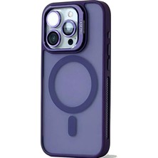 Braventa Collection iPhone 13 ile Uyumlu Kamera Lens Aparatlı Stand Olabilen Magsafe ile Uyumlu Kamera Korumalı Şeffaf F