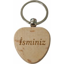 Kişiye Özel Kalp Şeklinde Ahşap Anahtarlık – Isminiz Yazılı Lazer Gravür Anahtarlık – Özel Tasarım Kişisel Hediye