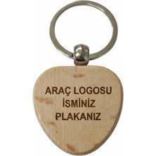Kişiye Özel Kalp Ahşap Anahtarlık – Araç Logosu, Isim ve Plaka Yazılı Lazer Gravür Anahtarlık – Özel Tasarım Araç Anahtarlığı