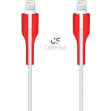 Braventa Collection Cable Suit iPhone Lighting, Kablo Koruyucu, Konnektör 2’li (Kırmızı)