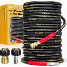 Braventa Collection Eveage 3/8 "basınçlı Yıkama Hortumu 100 Ft, 4800PSI Sanayi Sınıfı Çelik Tel Örgülü ve Sentetik Kauçu