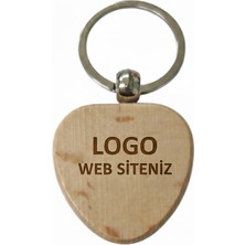 Kişiye Özel Kalp Ahşap Anahtarlık – Logo ve Web Sitesi Yazılı Lazer Gravür Anahtarlık – Kurumsal Promosyon & Özel Tasarım