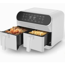 Braventa Collection Groove Max Xxl 1800W (4lt+4lt) 8lt Çift Hazneli Airfryer Air Fryer Yağsız Sıcak Hava Fritözü Beyaz