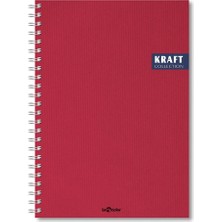 Braventa Collection Le Color Kraft Ofis Defter Spiralli Çizgili Kırmızı