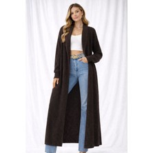 Nirva Butik Uzun Salaş Angora Kumaş Hırka Camel