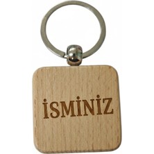 Kişiye Özel Kare Şeklinde Ahşap Anahtarlık – Isminiz Yazılı Lazer Gravür Yazılı Anahtarlık – Özel Tasarım Kişisel Hediye