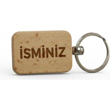 Kişiye Özel Mini Dikgörtgen Ahşap Anahtarlık – Isim Yazılı Lazer Gravür Anahtarlık – Özel Tasarım Kişisel Hediye