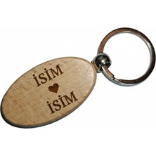 Kişiye Özel Oval Ahşap Anahtarlık – Isim Kalp Isim Lazer Gravür Anahtarlık – Sevgiliye Özel Romantik Hediye