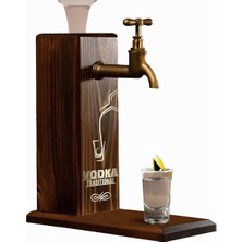 Braventa Collection Bk Gift Özel Vodka Baskılı Musluklu Doğal Ahşap Içki Standı, Içki Çeşmesi, Doğum Günü Hediyesi, Ev H