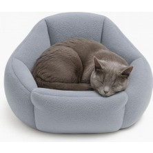 Braventa Collection Kedi ve Köpek Yatağı, Yumuşak Dokulu, Yıkanabilir Peluş 45 cm (Gri)