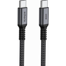 Braventa Collection Type-C To Type-C (3 Metre) Hızlı Şarj 240W Pd 48V5A Yüksek Kaliteli Alüminyum Örgülü Kablo Gri