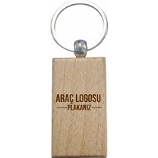 Kişiye Özel Dikdörtgen Ahşap Anahtarlık – Araç Logosu ve Plaka Yazılı Lazer Gravür Anahtarlık – Özel Tasarım Araç Anahtarlığı