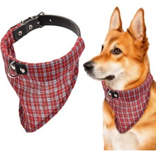 Braventa Collection Deri Bandanalı Köpek Boyun Tasması, 57 Cm, Kırmızı