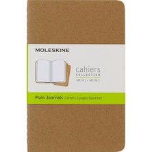 Braventa Collection Moleskine Cahier 3lü Cep Boy Karton Kapak Düz Defter Bej /