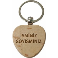 Kişiye Özel Kalp Ahşap Anahtarlık – Isim Soyisim Yazılı Lazer Gravür Anahtarlık – Özel Tasarım Kişisel Hediye