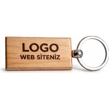 Kişiye Özel Dikdörtgen Ahşap Anahtarlık – Logo ve Web Sitesi Yazılı Lazer Gravür Anahtarlık – Kurumsal Promosyon & Özel Tasarım