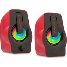Braventa Collection Rampage Rms-G7 Falsetto 2.0 6 Watt Rgb Ledli Kırmızı Multimedia USB Speaker