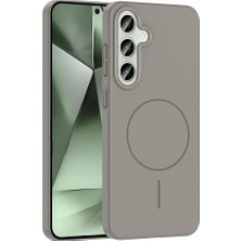 Braventa Collection ile Uyumlu S24 Fe Kılıf M-Safe Şarj Özellikli Ruby Sert Kapak Gri