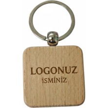 Kişiye Özel Kare Ahşap Anahtarlık – Logo ve Isim Yazılı Lazer Gravür Anahtarlık – Kurumsal Promosyon & Özel Tasarım
