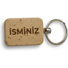 Kişiye Özel Mini Dikgörtgen Ahşap Anahtarlık – Isminiz Yazılı Lazer Gravür Anahtarlık – Özel Tasarım Kişisel Hediye