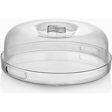 Braventa Collection Arvale Şık Kristal Kek Fanusu Tutma Saplı 27 cm | Ikramlık Sunumluk (Yuvarlak)