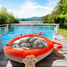 Braventa Collection Lüks Kedi ve Köpek Yatağı Kuyruklu Gri Narçiçeği