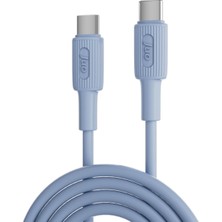 Braventa Collection 60W USB Type-C To Type-C Silikon Hızlı Şarj ve Data Kablosu Mavi 1 Metre