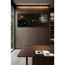 Olinpa Kırılmaz Cam Duvar Saati , Hem Tablo Hem Saat Atatürk ve Ay Yıldız Temalı Ev Ofis Hediyesi