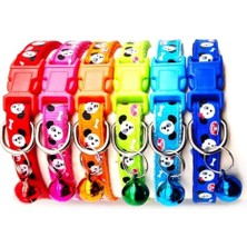 Braventa Collection Puppy Desenli Zilli Dokuma Boyun Tasması 19X1 cm Kırmızı