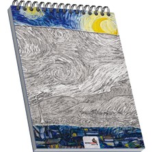 Braventa Collection Retronote The Starry Night, Van Gogh 1889, A4 Eskiz Defter I, Çizgisiz, 50 Sayfa, 100 Gram, Beyaz Re