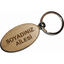 Kişiye Özel Oval Ahşap Anahtarlık – Soyad ve Aile Yazılı Lazer Gravür Anahtarlık – Özel Tasarım Aile Anahtarlığı