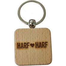 Kişiye Özel Kare Ahşap Anahtarlık – Harf Kalp Harf Yazılı Lazer Gravür Anahtarlık – Sevgiliye Özel Romantik Hediye