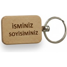 Kişiye Özel Mini Dikgörtgen Ahşap Anahtarlık – Isim Soyisim Yazılı Lazer Gravür Anahtarlık – Özel Tasarım Kişisel Hediye