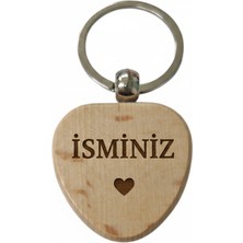 Kişiye Özel Kalp Ahşap Anahtarlık – Isminiz ve Kalp Yazılı Lazer Gravür Anahtarlık – Romantik Özel Tasarım Hediye